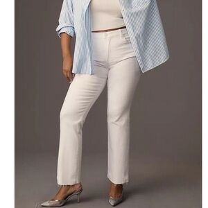 Good American Good Straight Leg White Jeans Size 14/32 Raw Hem